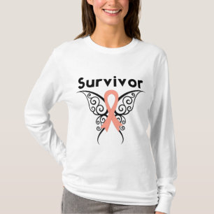 Endometrieke kanker Survivor Tribale Butterfly T-shirt