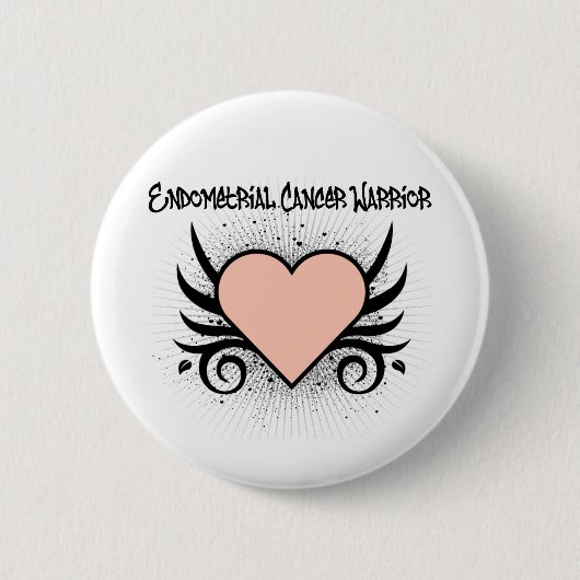Endometrieke kanker warrior harthart ronde button 5,7 cm (Voorkant)