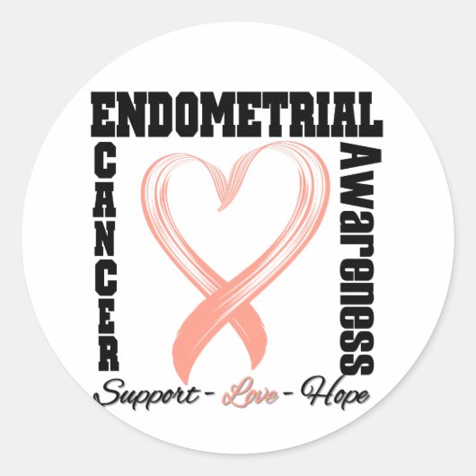 Endometrieke kankerbewustwording geborsteld hartli ronde sticker (Voorkant)