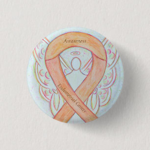 Endometrieke kankergezwel Peach Awareness Ribbon P Ronde Button 3,2 Cm