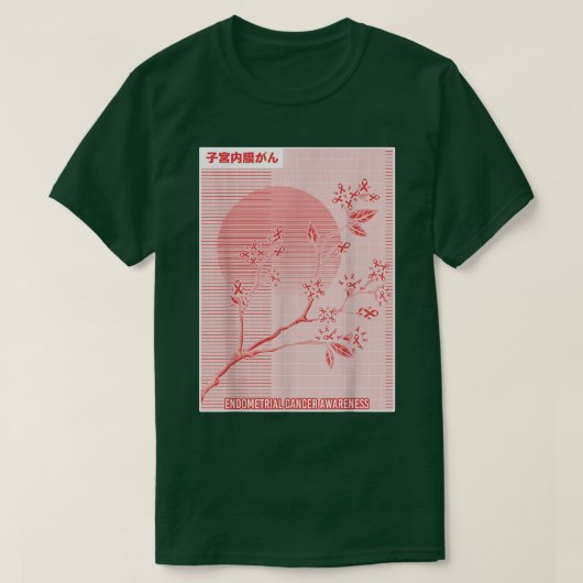 Endometrieke kankerwaarschuwing Sakura Cherry Blos T-shirt (Design voorkant)