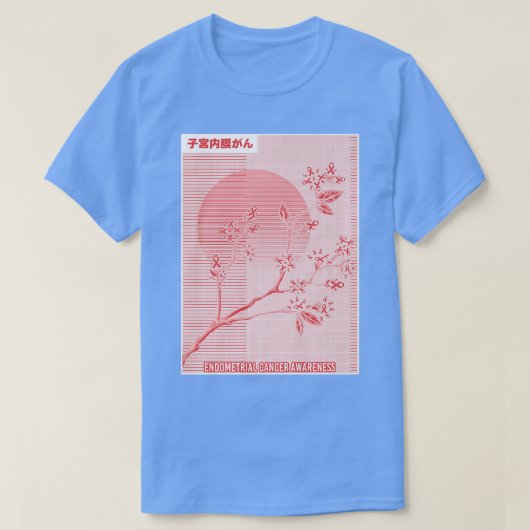 Endometrieke kankerwaarschuwing Sakura Cherry Blos T-shirt (Design voorkant)