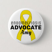 Endometriose Advocate Ribbon White Button (Voorkant)