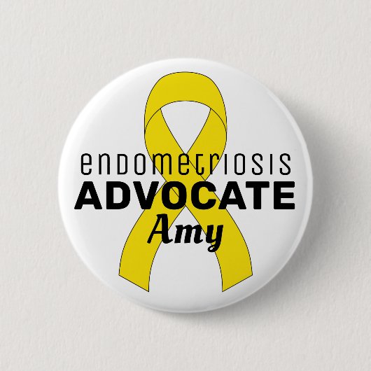 Endometriose Advocate Ribbon White Button (Voorkant)