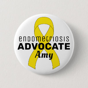 Endometriose Advocate Ribbon White Button
