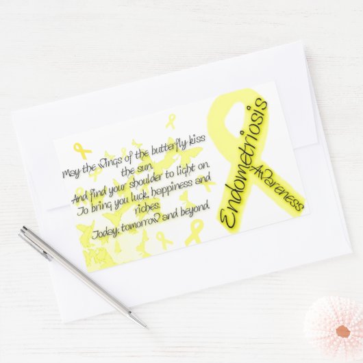 Endometriose bewustzijn Vlinder Quote Rechthoekige Sticker (Envelop)