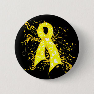Endometriose Floral Swirls Ribbon Ronde Button 5,7 Cm