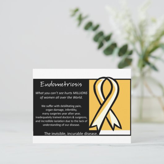 Endometriose - Geel lint Briefkaart (Staand voorkant)