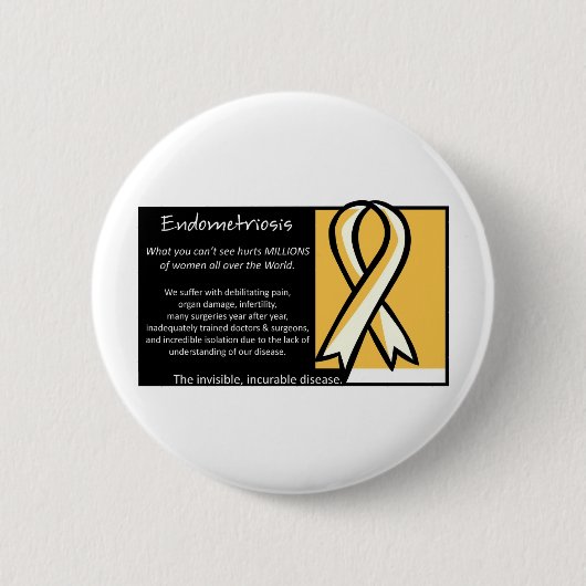 Endometriose - Geel lint Ronde Button 5,7 Cm (Voorkant)