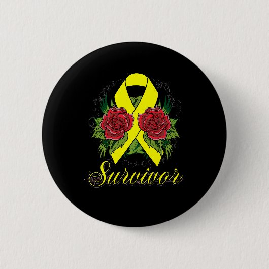 Endometriose Overlevende Roos Grunge Tattoo Ronde Button 5,7 Cm (Voorkant)