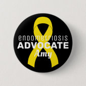 Endometriosis Advocate Ribbon Black Button (Voorkant)