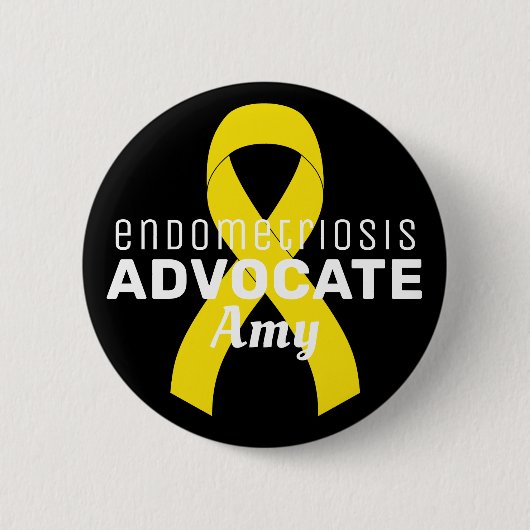 Endometriosis Advocate Ribbon Black Button (Voorkant)