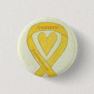 Endometriosis Awareness Heart Ribbon Custom Pin Ronde Button 3,2 Cm