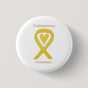 Endometriosis Awareness Heart Ribbon Custom Pin Ronde Button 3,2 Cm