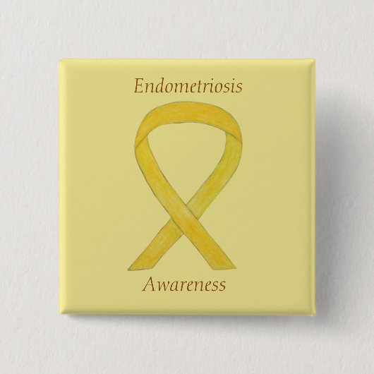 Endometriosis Awareness Ribbon Custom Pin Vierkante Button 5,1 Cm (Voorkant)
