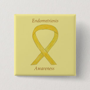 Endometriosis Awareness Ribbon Custom Pin Vierkante Button 5,1 Cm