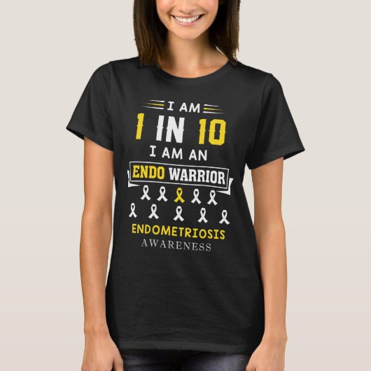 Endometriosis Awareness Shirt Yellow Ribbon March (Voorkant)
