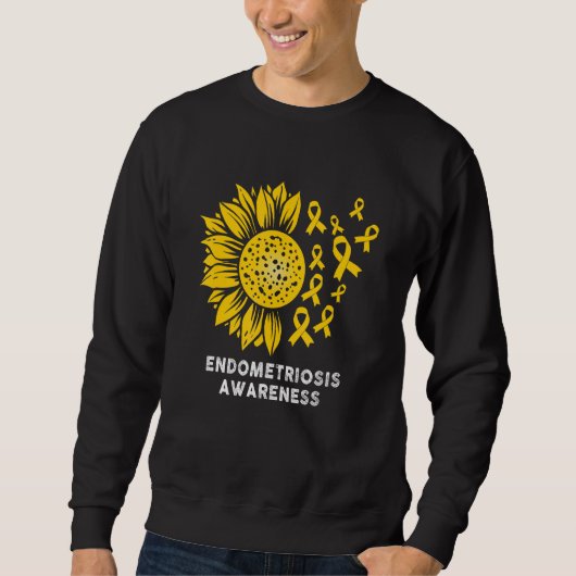 Endometriosis Awareness sunflower with Yellow Ribb Trui (Voorkant)