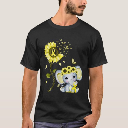 Endometriosis Awareness Yellow Hippie Sunflower El T-shirt (Voorkant)