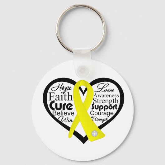 Endometriosis Heart Ribbon Collage Sleutelhanger (Voorkant)