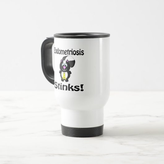 Endometriosis Stinks Skunk Awareness Design Reisbeker (Voorkant links)