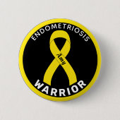 Endometriosis Warrior Ribbon Black Button (Voorkant)