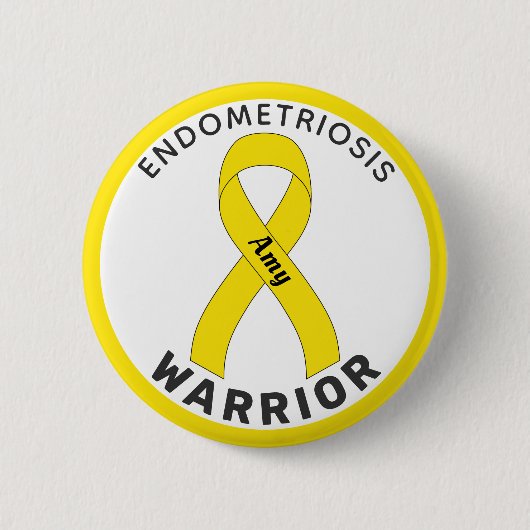 Endometriosis Warrior Ribbon White Button (Voorkant)