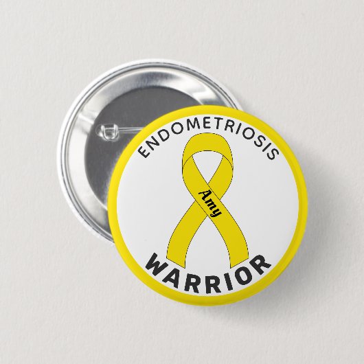 Endometriosis Warrior Ribbon White Button (Voorkant /achterkant)
