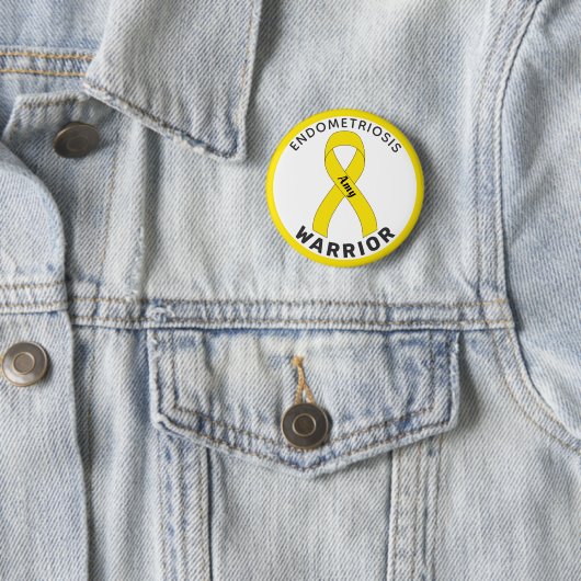 Endometriosis Warrior Ribbon White Button (In situ)