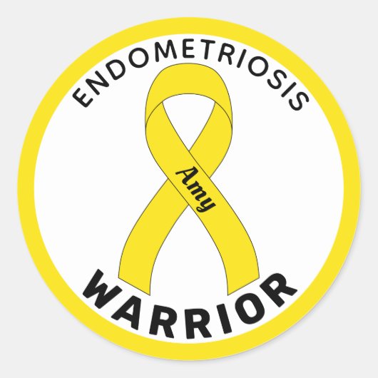 Endometriosis Warrior Ribbon White Round Sticker (Voorkant)