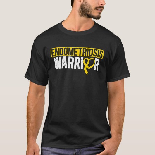 Endometriosis Warrior Yellow Ribbon Endo Awareness T-shirt (Voorkant)