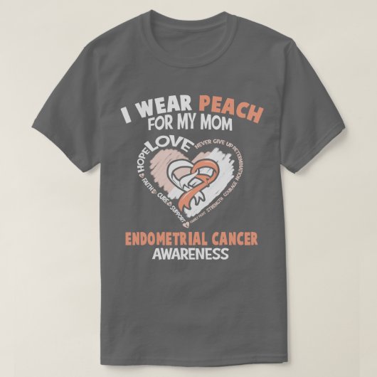Endometriumkankerbewustzijn Ik Draag Peach voor mi T-shirt (Design voorkant)
