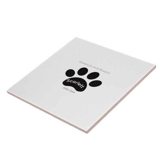 Enduring Paw Print Remembrance Design Tegeltje (Zijkant)