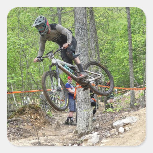 Enduro Mountain Bike Race Vierkante Sticker (Voorkant)