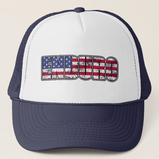 Enduro Mountain Biking American Flag Trucker Pet (Voorkant)