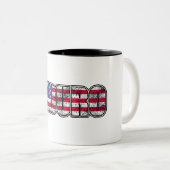 Enduro Mountain Biking American Flag Tweekleurige Koffiemok (Voorkant rechts)