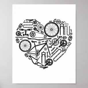 Enduro Mtb Mountainbike Rijden Bergafwaarts Hart F Poster