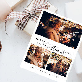 Enegant Modern 3 Photo Collage Kerstmis Briefkaart