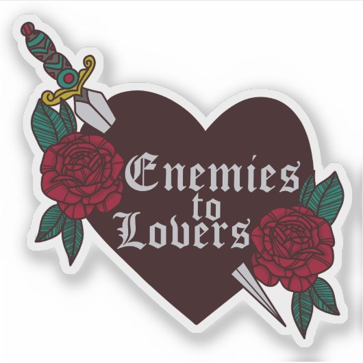 Enemies to Lovers heart and dagger Sticker (Voorkant)