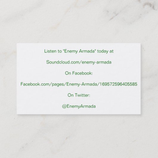 Enemy Armada-promotievaart Visitekaartje (Achterkant)