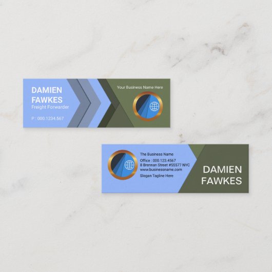 Energetic Blue Forward Arrows Freward Forwarding Mini Visitekaartje (Voorkant / Achterkant)