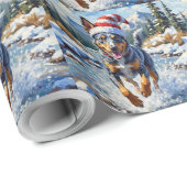 Energetic Blue Heeler Dog Winter Creek Christmas Cadeaupapier (Rol Hoek)