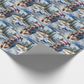 Energetic Blue Heeler Dog Winter Creek Christmas Cadeaupapier (Hoek)