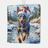 Energetic Blue Heeler Dog Winter Creek Christmas Keramisch Ornament (Links)