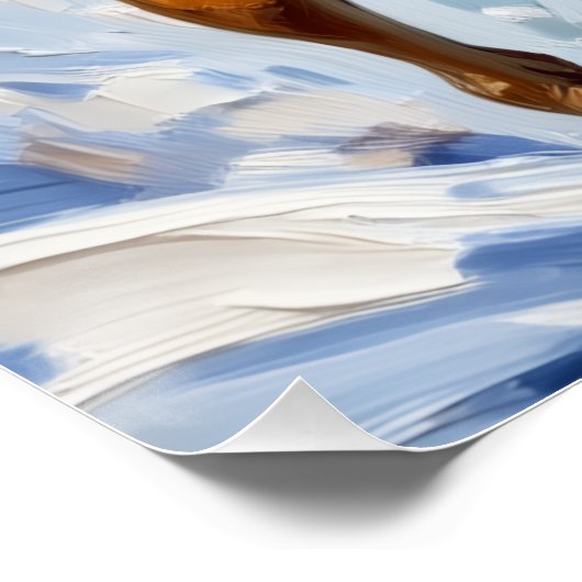 Energetic Boxer Dog Leaping in Winter Snow Fun Perfect Poster (Hoek)