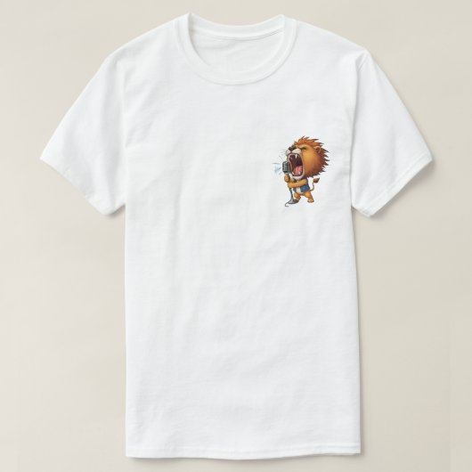Energetic Cartoon Lion Rocker Singing Loudly T-shirt (Design voorkant)