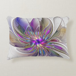 Energetic, Colorful Abstract Fractal Art Flower Accent Kussen