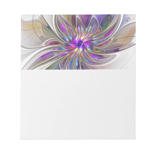 Energetic, Colorful Abstract Fractal Art Flower Notitieblok (Voorkant)