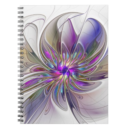 Energetic, Colorful Abstract Fractal Art Flower Notitieboek (Voorkant)