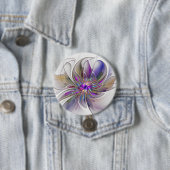 Energetic, Colorful Abstract Fractal Art Flower Ronde Button 7,6 Cm (In situ)
